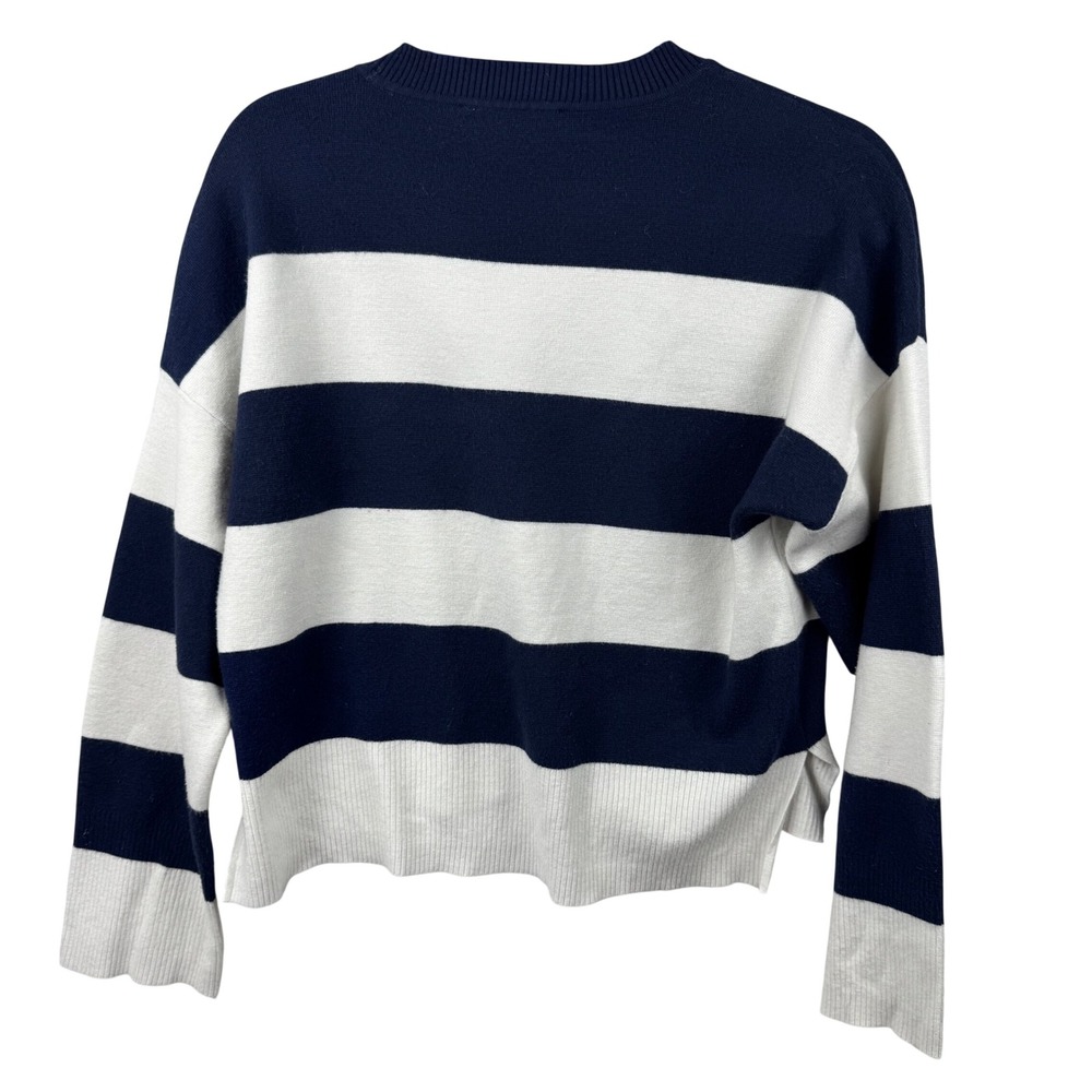 Abercrombie‎ & Fitch Striped Sweater Womens Small Navy White Cropped Nautical - Picture 7 of 13